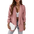 thumbnail image 1 of Blazer PRETTYGARDEN para mujer, manga larga, solapa abierta en la parte delantera, rosa, 1 of 6