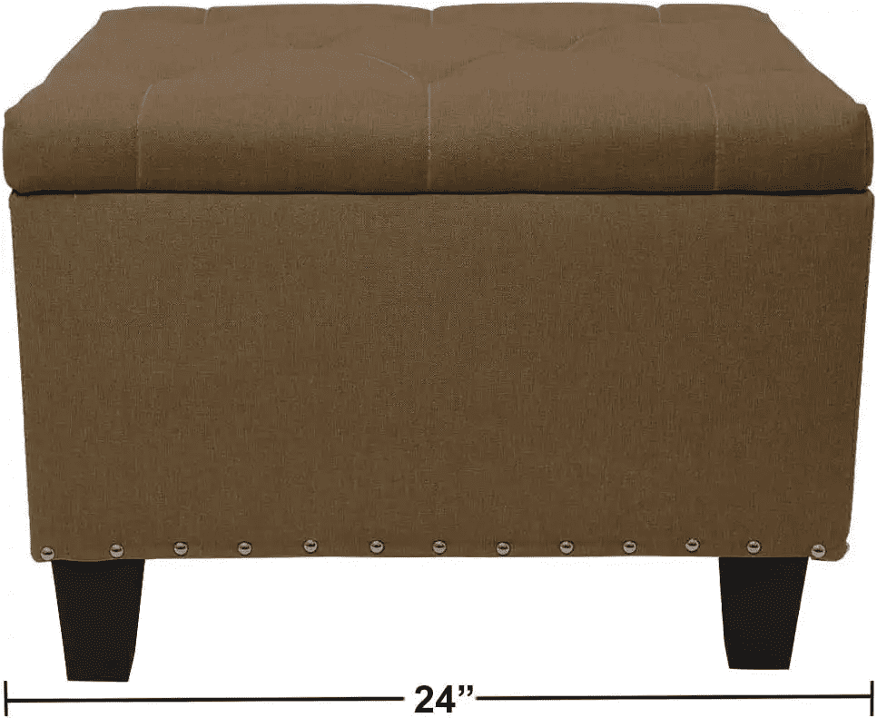 MoNiBloom Microfiber Storage Ottoman with Wooden Legs, Tufted
