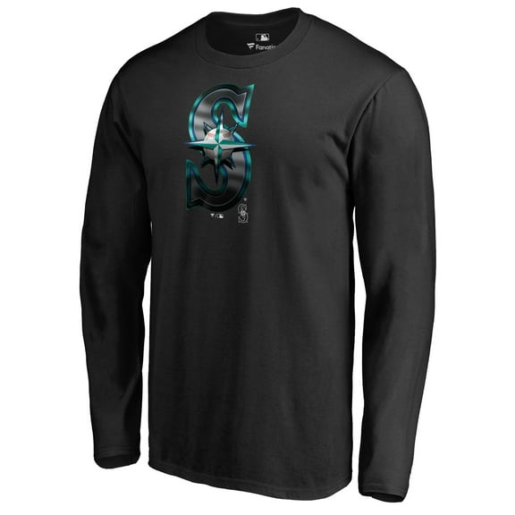 Men's Black Seattle Mariners Midnight Mascot Long Sleeve T-Shirt
