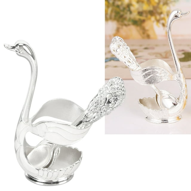 Support de Base de Cygne Cuillère à Thé, Ensemble de Vaisselle Polyvalent en Aluminium Argenté Cygne Bord Lisse pour Bar pour Café