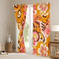 thumbnail image 3 of jejeloiu Bohemian Flowers Curtains Pack of 2 (42x84 Each),Vintage Boho Floral Curtains Blackout,Orange Beige Pink Bedroom Curtains For Kids,Breathable Home Decor, 3 of 6