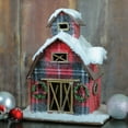 thumbnail image 4 of Northlight 11.75" Red and White Plaid Snow Covered Barn Christmas Decoration, 4 of 4