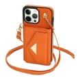 thumbnail image 6 of Nalacover Case for iPhone 16 Pro Max, Crossbody Wallet Case with Card Slots Holder, PU Leather Lanyard Shoulder Strap Purse Cover with Kickstand Shockproof Case for iPhone 16 Pro Max, Orange, 6 of 7