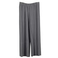thumbnail image 3 of HVOBTTY Pants for Women, Women's Wide Leg Trousers, Women's Plus Size Casual Pleated Wide Leg Loose Chiffon Versatile Cropped Pants Dark Gray, Free Size, 3 of 5