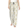 thumbnail image 2 of Picia White And Gold Geometry Womens Soft Woven Cotton Elastic Waistband Sleep Pajama Pant Lounge Sleep Pant With Pockets And Drawstring-XX-Large, 2 of 9