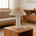 thumbnail image 5 of Todaioua 18 Inch Ribbed Ceramic Table Lamp with Pleated Fabric Shade Modern Desk Lamp for Bedroom Living Room Entryway Console Side Table Nightstand Ambient Lighting Home Decor, 5 of 5