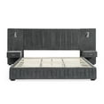thumbnail image 5 of Aukfa Queen Size Upholstered Bed Frame with LED Lights and Built-In Nightstands, Oversized Wingback Headboard, Dark Gray, 5 of 8