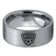 thumbnail image 2 of Tungsten Football Player Band Ring 8mm Men Women Comfort Fit Gray Flat Cut Brushed Polished, 2 of 4