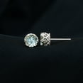 thumbnail image 3 of Rosec Jewels Real Aquamarine Solitaire Crown Stud Earrings with Screw Back - 6 mm - AAA Grade, 925 Sterling Silver, 3 of 9