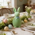thumbnail image 3 of Easter Bunny Figurine, Cute Rabbit Desktop Decor for Home and Office, Compact Resin Statue that Adds Festive Easter Decor Charm to Shelves, Tables and Mantels, Adorable Holiday Accent, 4in, Green, 3 of 7