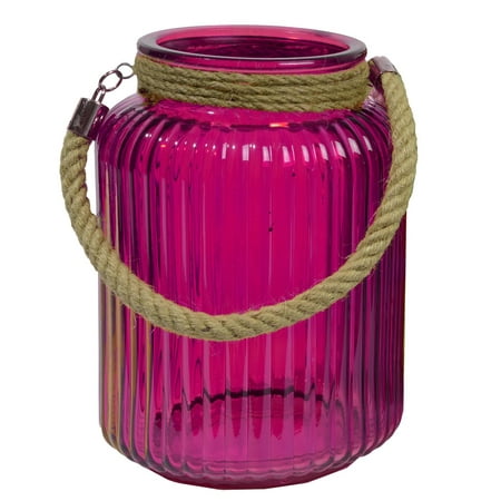 10" Tropicalia Electric Cotton Candy Pink Pillar Candle Holder or Storage Jar