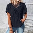 thumbnail image 3 of Mittory Womens Lace Short Sleeve Shirts Texture Tops Causal Crewneck Tops Fashion Tunic Blouses Summer Loose Shirts, 3 of 8