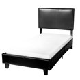 Merax Upholstered Faux Leather Platform Bed Metal Frame Wooden Slats