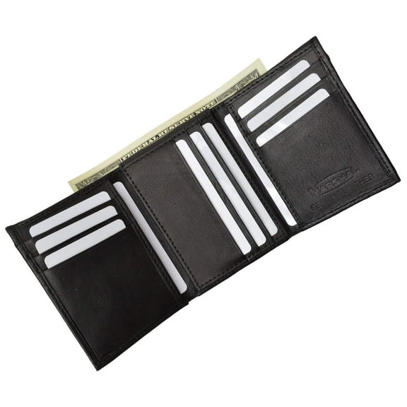 Mens Trifold Wallet Extra Capacity Inside Slots 2 ID Windows P 1755