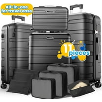 11Pcs Hardshell Luggage Set, Lightweight Suitcases w/ Spinner Wheels, Carry on Luggage, Black