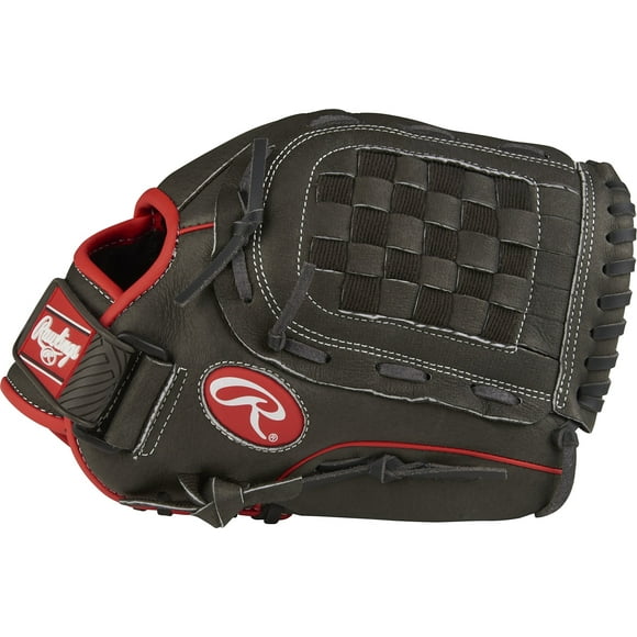 Rawlings MARK OF A PRO LITE Gant de Baseball pour Jeunes Lancer à Droite 11 Pouces - Toile de Panier Noir/rouge