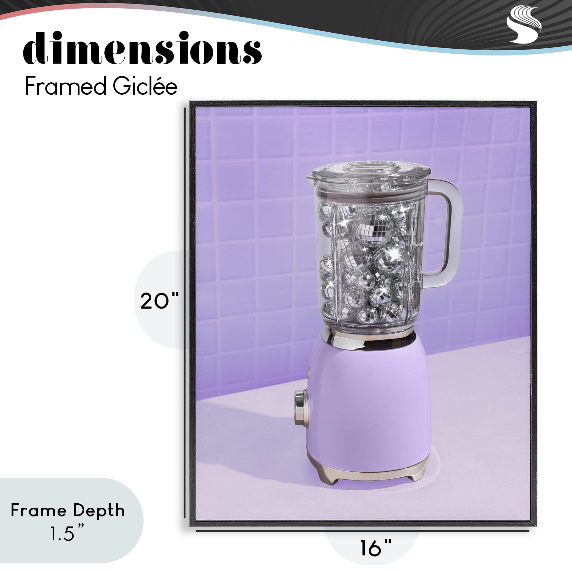 Stupell Industries Disco Drink Blender over Purple Black Framed Giclee Art, design by LISH Creative
