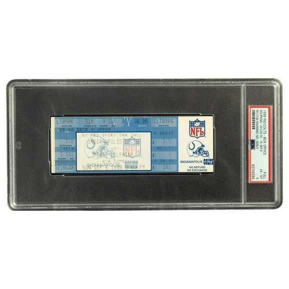 Peyton Manning NFL Debut Original Full Ticket Sep 6, 1998 PSA 6 Pop 4!