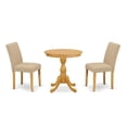 thumbnail image 2 of East West Furniture - ESAB3-OAK-04 - 3-Pc Kitchen Dining Set - 2 Padded Parson Chairs and 1 Dining Table (Oak Finish), 2 of 10