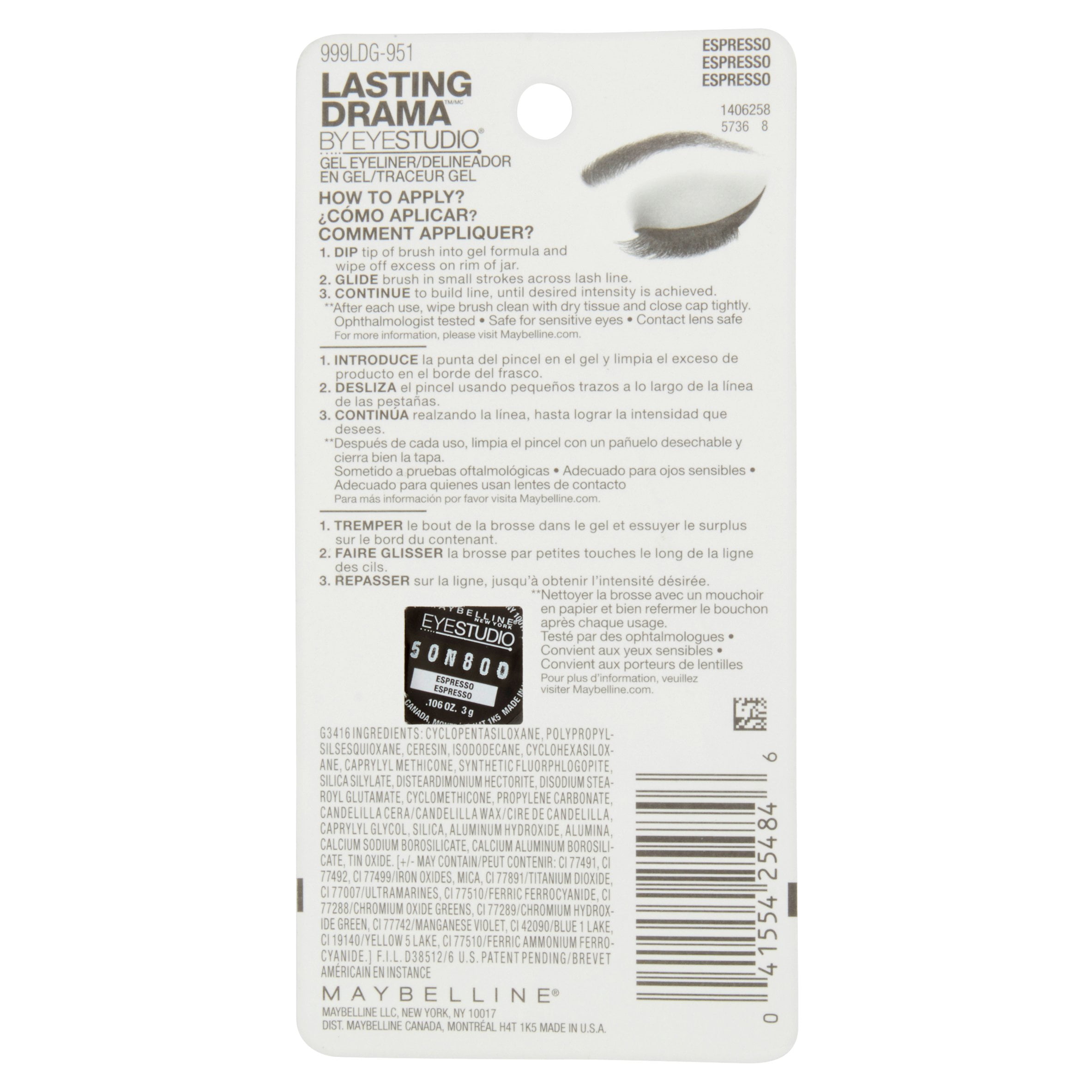 Maybelline EyeStudio Lasting Drama Gel Liner, Espresso
