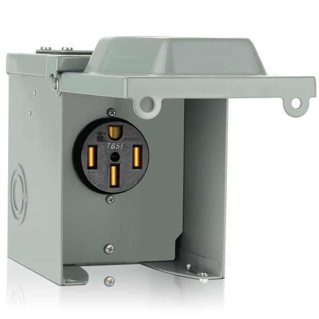 WELLUCK RV Power Outlet Box 50 Amp 125/250V, Nema 14-50R RV Power Receptacle Panel Plug, Enclosed Lockable Weatherproof Outdoor Electrical