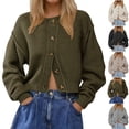 thumbnail image 2 of ClodeEU Womens Cropped Button Up Cardigans ,Trendy Open Front Chunky Knit Sweater , Long Sleeve Fall Sweater Clothes Beige,Womens Plus XL, 2 of 7