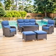 thumbnail image 2 of Jentlehouse 6 Pieces Outdoor Patio Furniture Set,Wicker Rattan Patio Sofa Set with Swivel Chairs,Coffee Table and Ottomans,Outdoor Conversation Set for Poolside Balcony Backyard Porch, 2 of 12