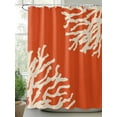 thumbnail image 2 of Nautical Coastal Shower Curtain, Ocean Coral Print Bathroom Decor Curtains Set with Hooks, Orange White Waterproof Fabric Home Accessories， Stall 36 X 72 Inch, 2 of 6