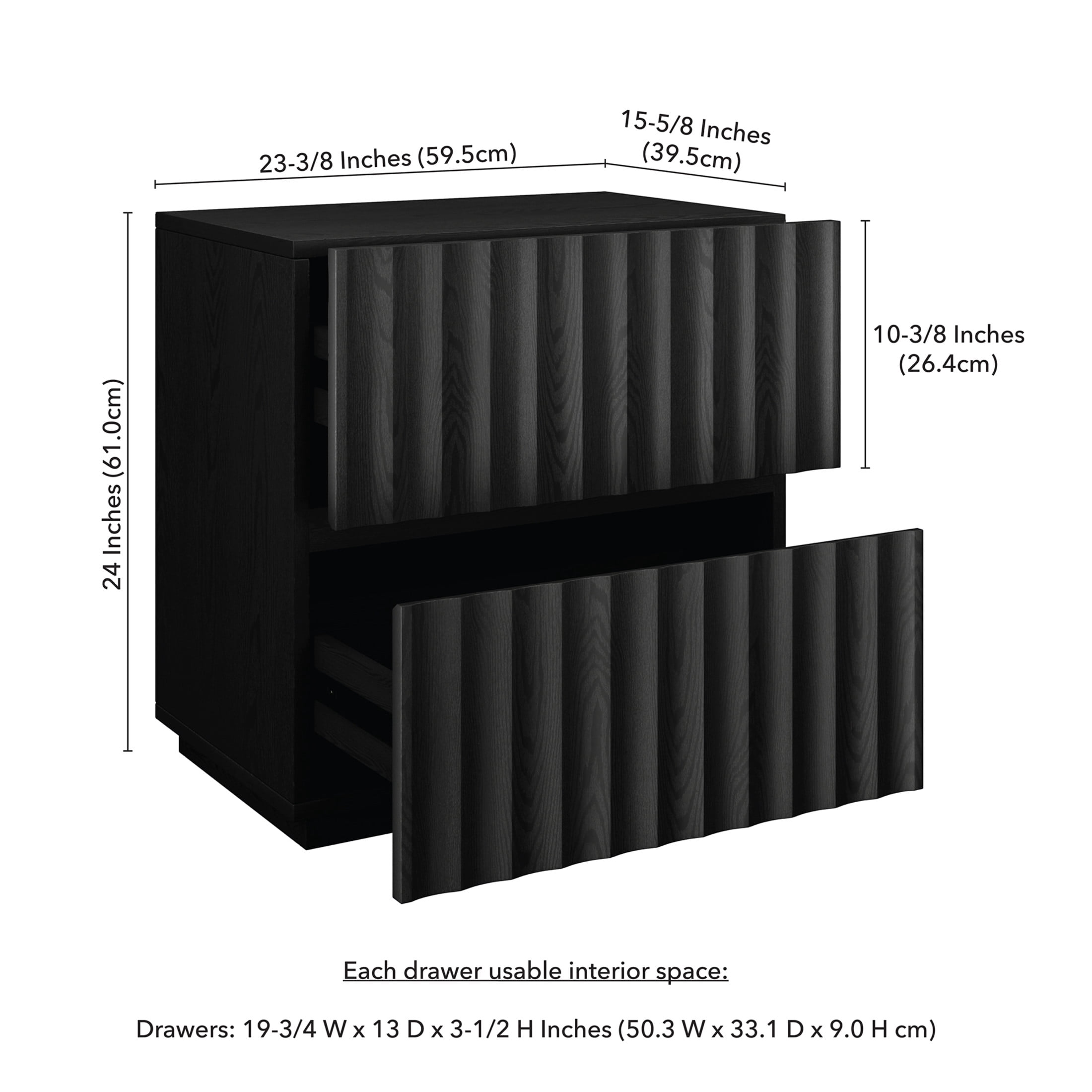 Evelyn&Zoe Modern/Contemporary 24" Wide Black Grain Nightstand