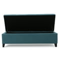 thumbnail image 2 of GDF Studio Wendover Contemporary Fabric Tufted Storage Ottoman Bench, Dark Teal and Dark Brown, 2 of 10