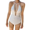 thumbnail image 5 of Guiexla One-piece Women Swimwear Padded Elastic Deep V Design Monokini for Water Activity, 5 of 8