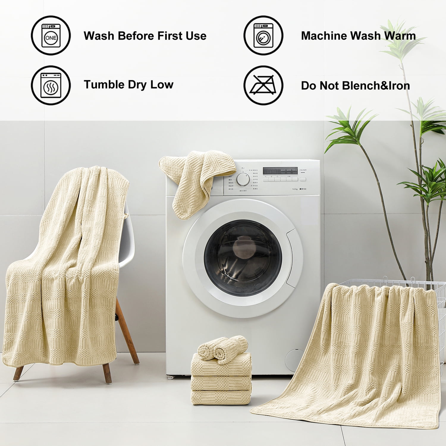 Beartech 18 Piece Bath Towel Set-6 Bath Sheet,6 Hand Towel,6 Washcloths Ultra Soft Microfiber Towels,Luxury Shower Towel,Quick-Dry & Highly Absorbent Bathroom Towels for Family,Hotel Spa-Yellow
