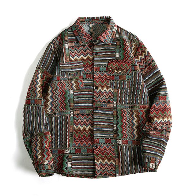Blusa y camisa de manga larga con cuello vuelto para hombre, informal, a la moda, con estampado liso, botones, manga larga, cuello vuelto, blusa de poliéster para hombre