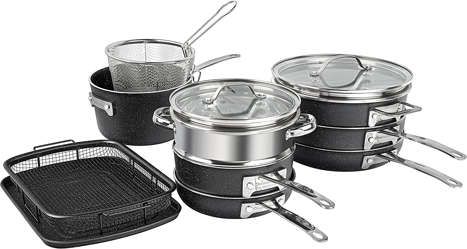 Granitestone Original Stackmaster 5 Piece Mini Cookware Set,  Scratch-Resistant Nonstick Pots and Pans, Granite-coated Anodized Aluminum  Dishwasher Safe PFOA-Free Stackable Cooking Set As Seen On TV: Home &  Kitchen
