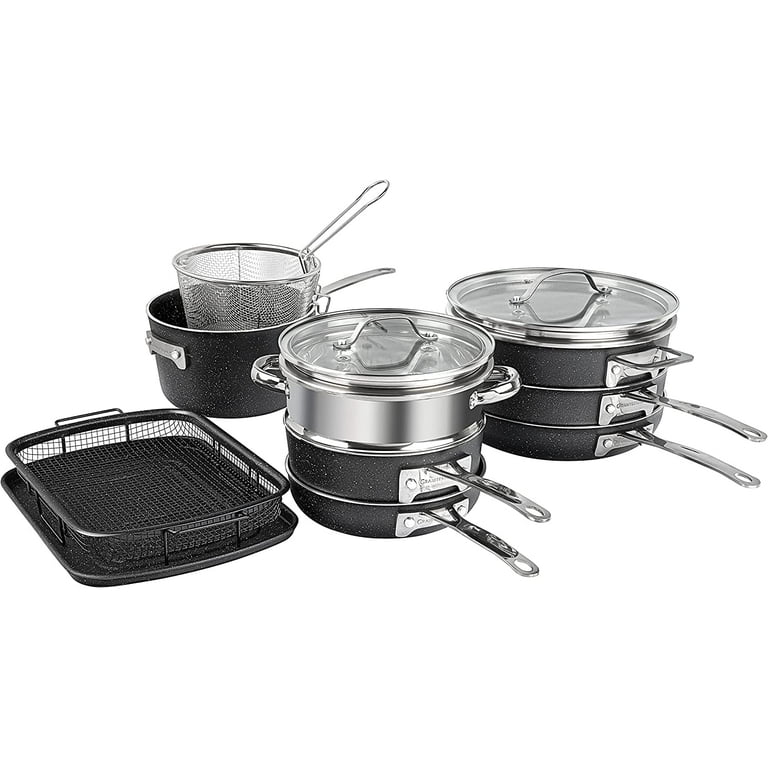 Granitestone Original Stackmaster 15 Piece Nonstick Cookware Set, Scratch  Resistant Kitchenware, Pots and Pans, Induction-compatible, Dishwasher and  Oven Safe, PFOA-Free As Seen On TV 