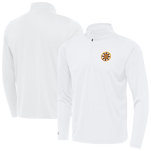 Men's Antigua White Boston Bruins Tribute Lightweight Quarter-Zip Pullover