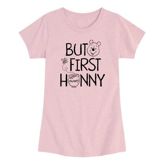 Winnie the Pooh - But First Hunny - Toddler Girls Fitted Short Sleeve T-Shirt
