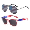 thumbnail image 1 of Combo de 2 pares de gafas de sol con la bandera patriótica de Estados Unidos, gafas a granel para fiesta temática del 4 de julio, Día de la Independencia, 1 of 7