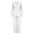 thumbnail image 5 of Women's Casual Pajama Set 2 Piece Fuzzy Fleece Long Sleeve Pullover Sweater Top Wide Leg Pants Pjs Sets Loungewear, 5 of 7