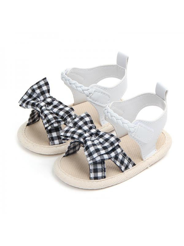 Lavaport Cute Baby Girl Bowknot Plaid Sandals Soft Sole Anti-slip Shoes ...