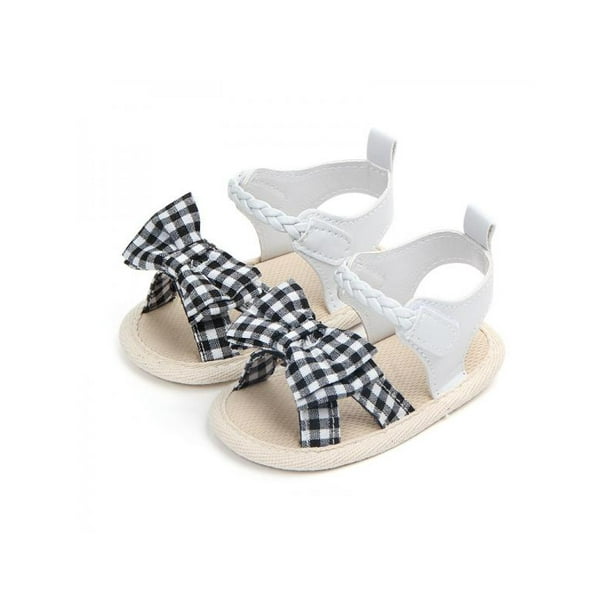 Lavaport - Lavaport Cute Baby Girl Bowknot Plaid Sandals Soft Sole Anti ...