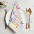 thumbnail image 2 of Happy Easter Cloth Napkins, Spring Colorful Eggs Butterfly Plaid Checkered Washable and Reusable Dinner Napkins Set of 2, Table Napkin for Kitchen Party Birthday Wedding Hotel Housewarming 20"x20", 2 of 9