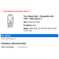 thumbnail image 2 of Turn Signal Light - Compatible with 1999 - 2003 Saab 9-3 2000 2001 2002, 2 of 2