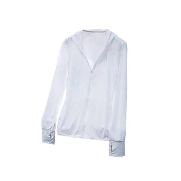 Qarigey Abrigo Ropa de protección solar Sudadera con capucha Protector solar Chaqueta elástica para exteriores Ropa deportiva Prendas para la parte del cuerpo Blanco SG