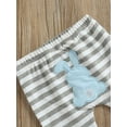thumbnail image 6 of Newborn Baby Boy Girl My First Easter Outfit Long Sleeve Bunny Print Romper + Striped Pants + 3D Ear Hat Set Cute Clothes, 6 of 7
