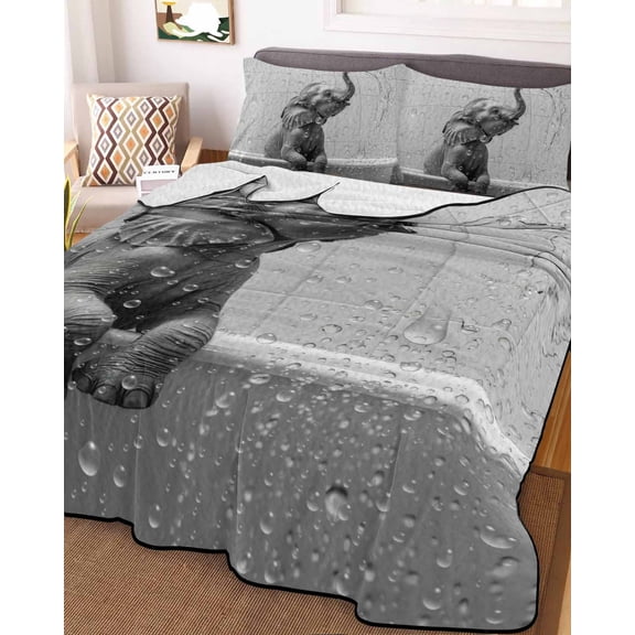 Grey Elephant Twin Size Down Alternative Comforter, Lightweight Comforter Quilt Bedding Set with Pillow Shams Modern Art Bathtub All Seasons Bed Comforter Duvet Insert 68"x86"