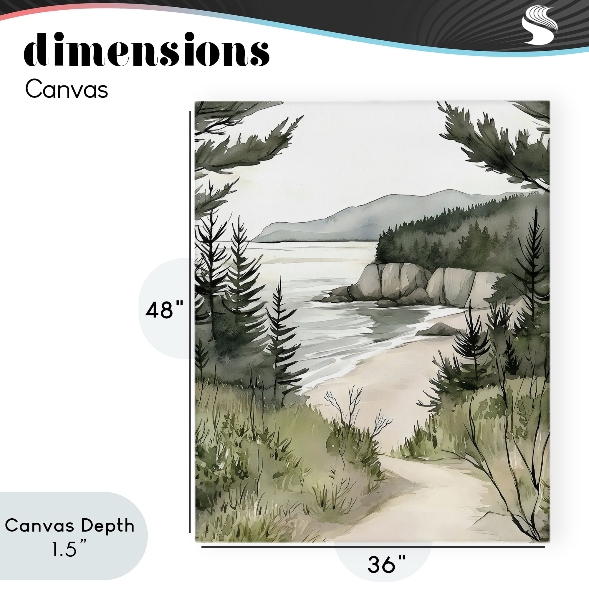 Stupell Industries Coastal Calm Winding Path Canvas Wall Art, design by Riley B