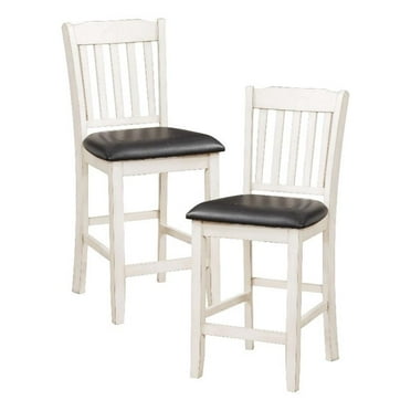 Lexicon Kiwi 25.5"H Faux Leather and Wood Dining Chair in White Wash (Set of 2)