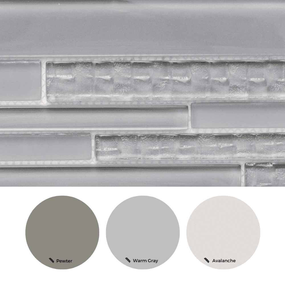 The Tile Life Karma Brick 4 in x 4 in Light Gray Glass Textured Mosaic Tile Sample 1 Piece