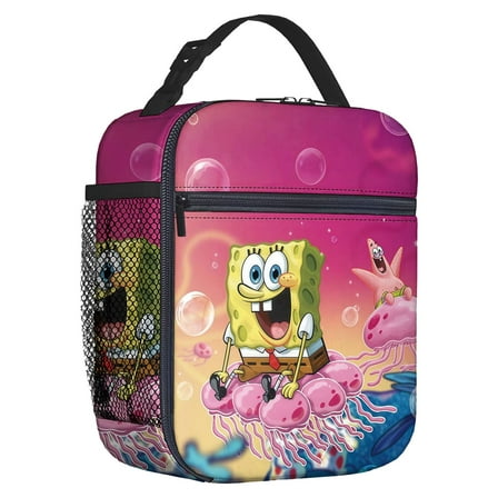 For Spongebob Cartoon Theme Insulated Lunch Box,8.66x4.33x10.24 inch Water Resistant Lunch Bag,Portable Reusable Lunch Bag Tote Suitable for Work,Picnic and Camping Trips